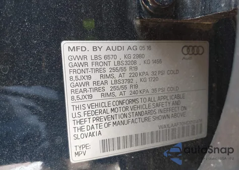 2017 Audi Q7 3.0T Premium z USA, uszkodzony, nr VIN WA1LAAF70HD017478